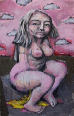 "Milena la pisseuse", peinture de Frédéric Hégo
