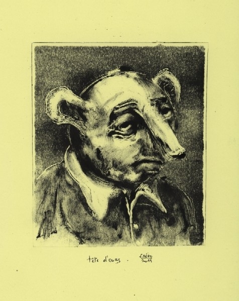 "T^$ete d'ours", monotype de Frédéric Hégo